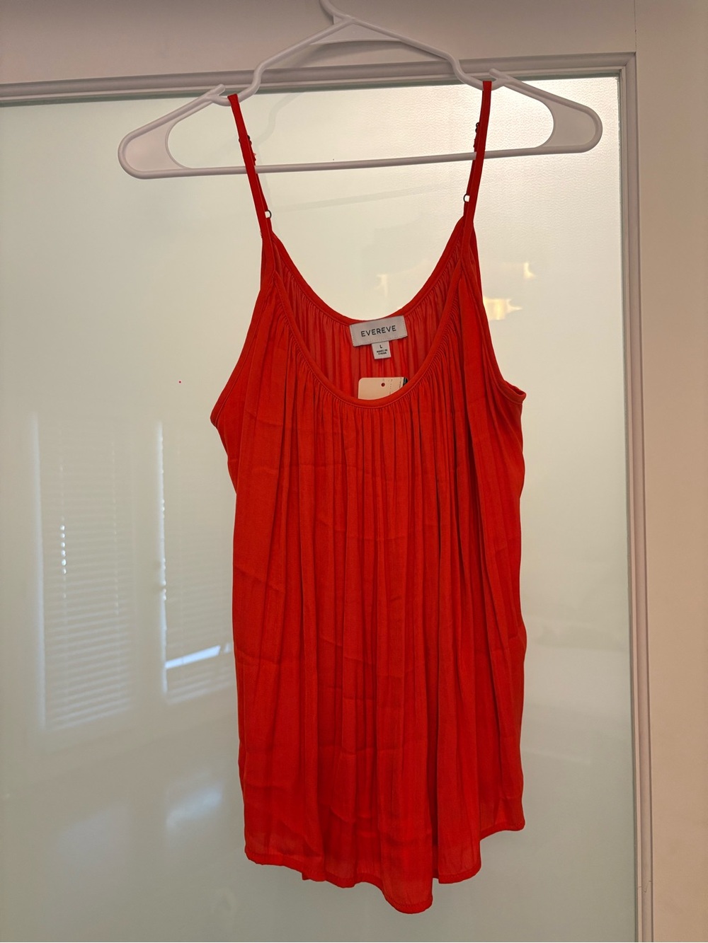 Evereve Women's Orange Pleated Sleeveless Tank Top